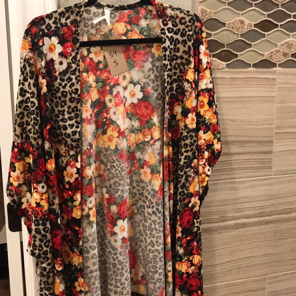 Leopard and floral kimono